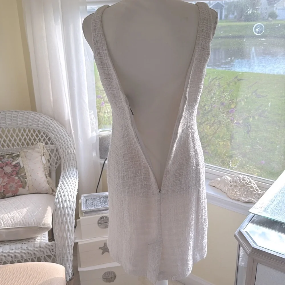 Boston Proper cream tweed boucle knit sheath dress classic - Picture 14 of 16